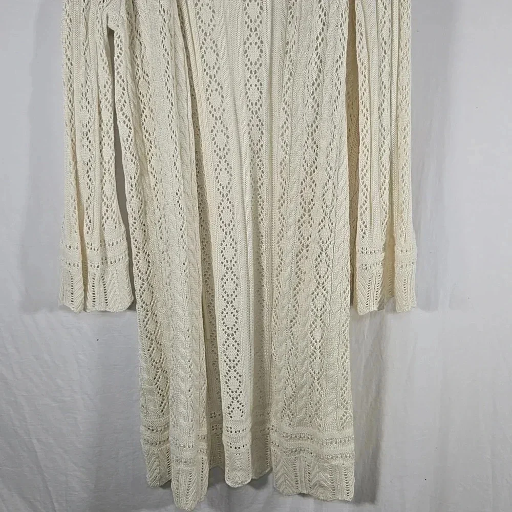 No Boundaries Crochet Bohemian Cream Long Cardigan Size XXXL - Picture 5 of 7